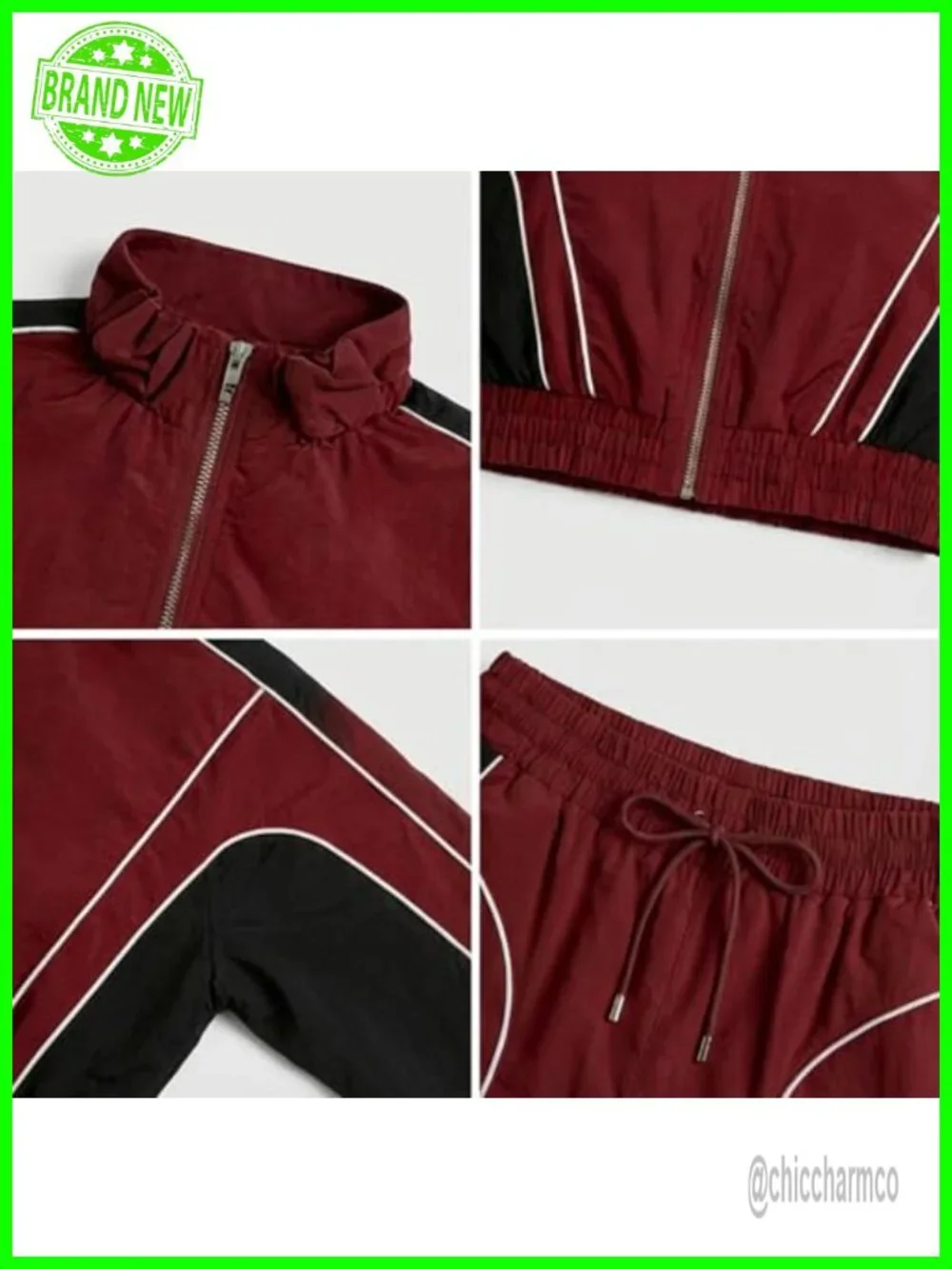 Women's 2 Piece Jogger Set Zip Up Cropped Jacket Wide Leg Pants